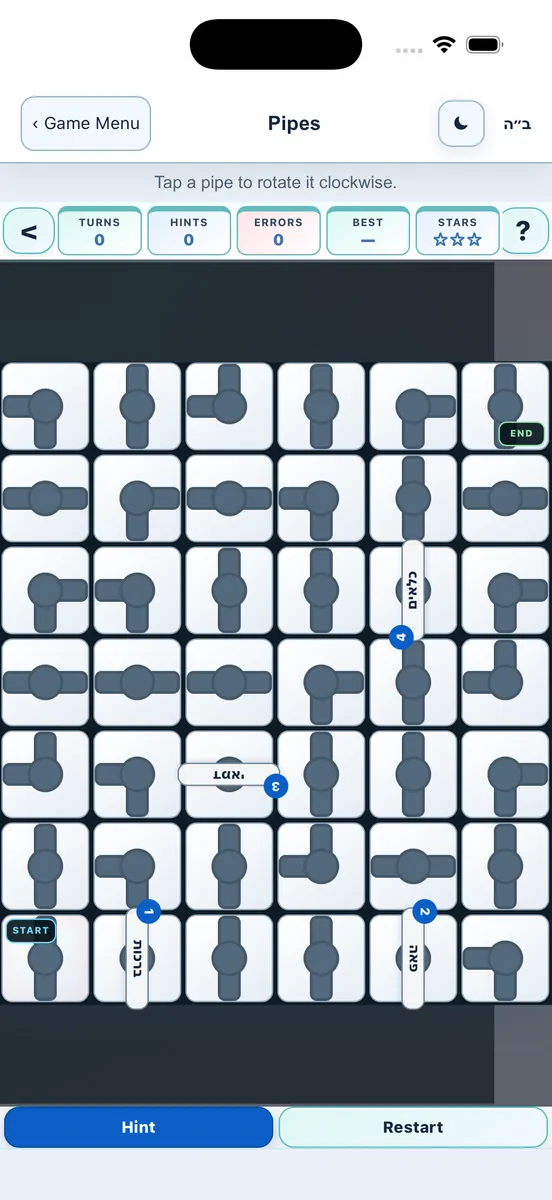 Pipes puzzle game